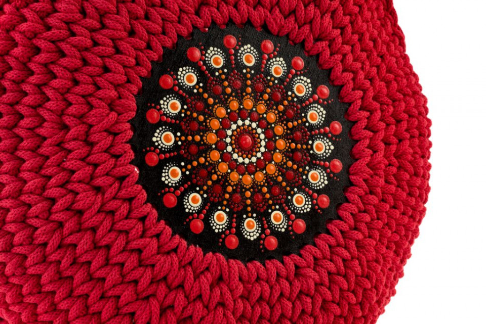 Geanta Crosetata Cu Mandala Rosu/multicolor