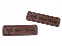 Eticheta Piele Hand Made, 15x50 Mm Maro Inchis