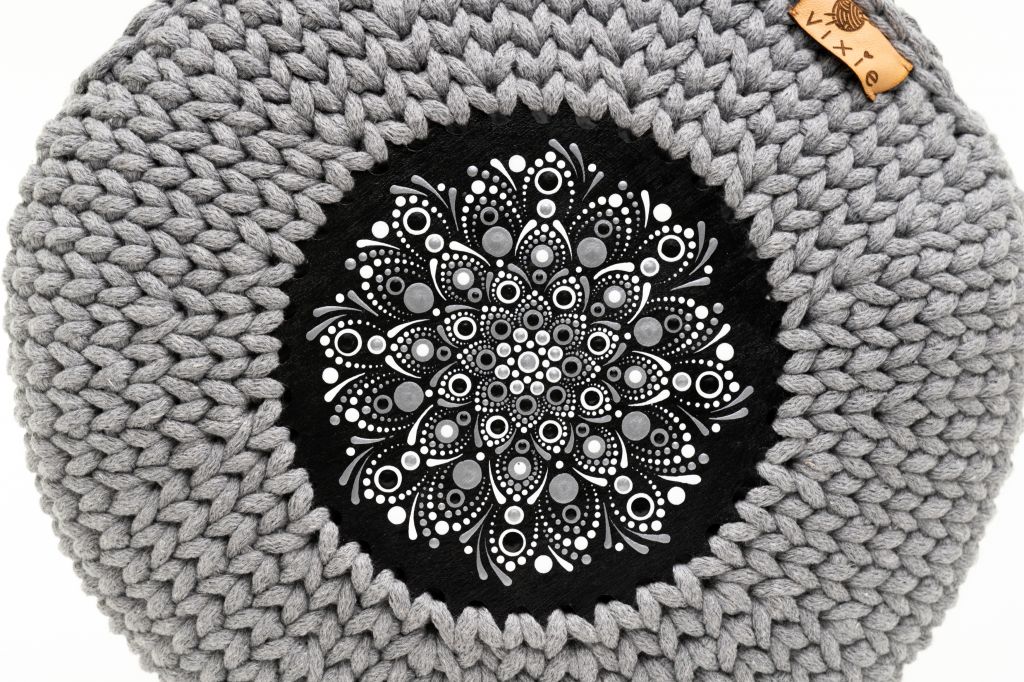 Geanta Crosetata Cu Mandala Gri/Negru-alb