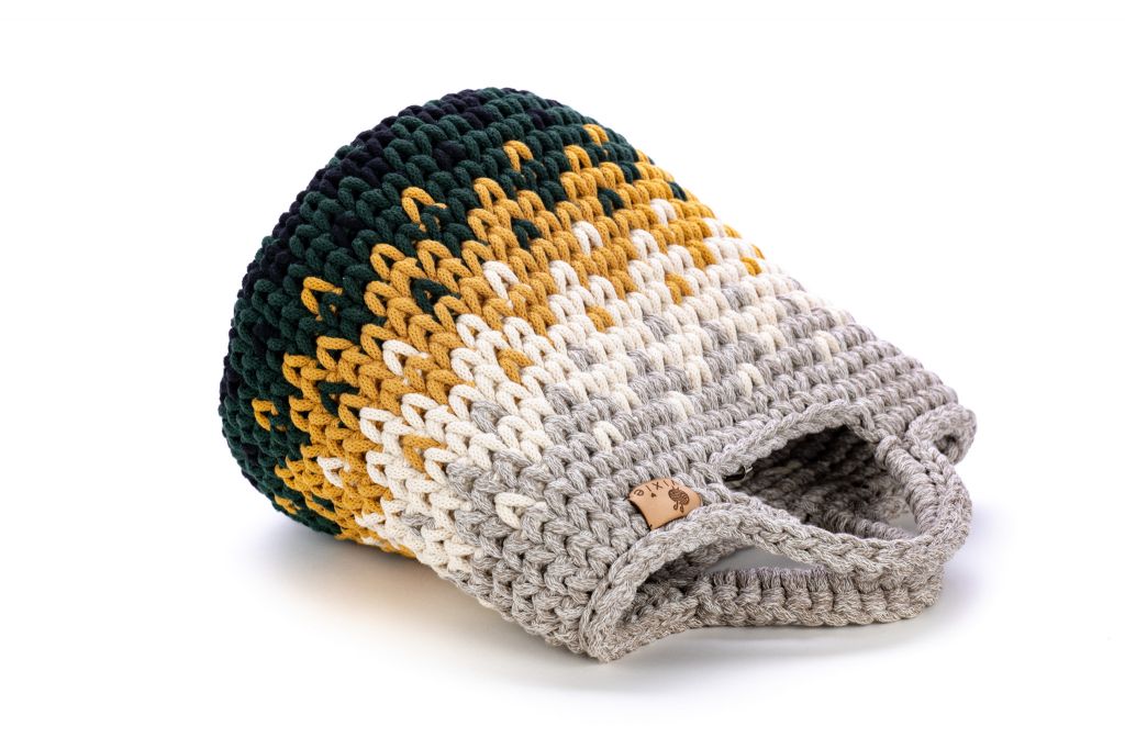 Geanta crosetata cu model /multicolor/ bej-verde