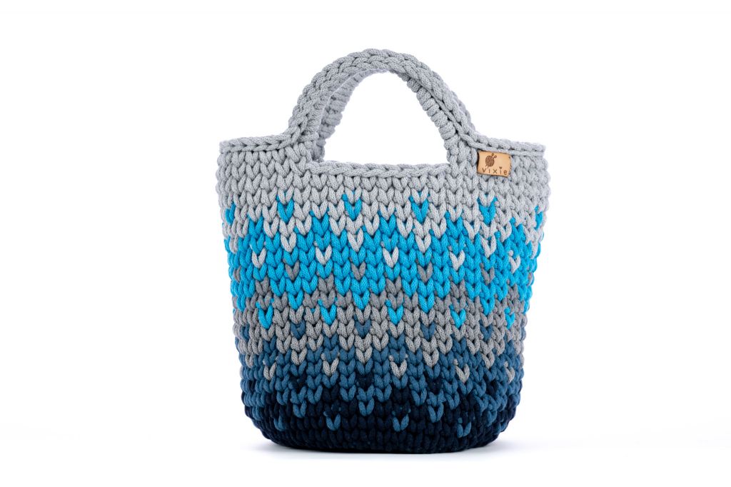 Geanta crosetata cu model /multicolor/ gri-albastru