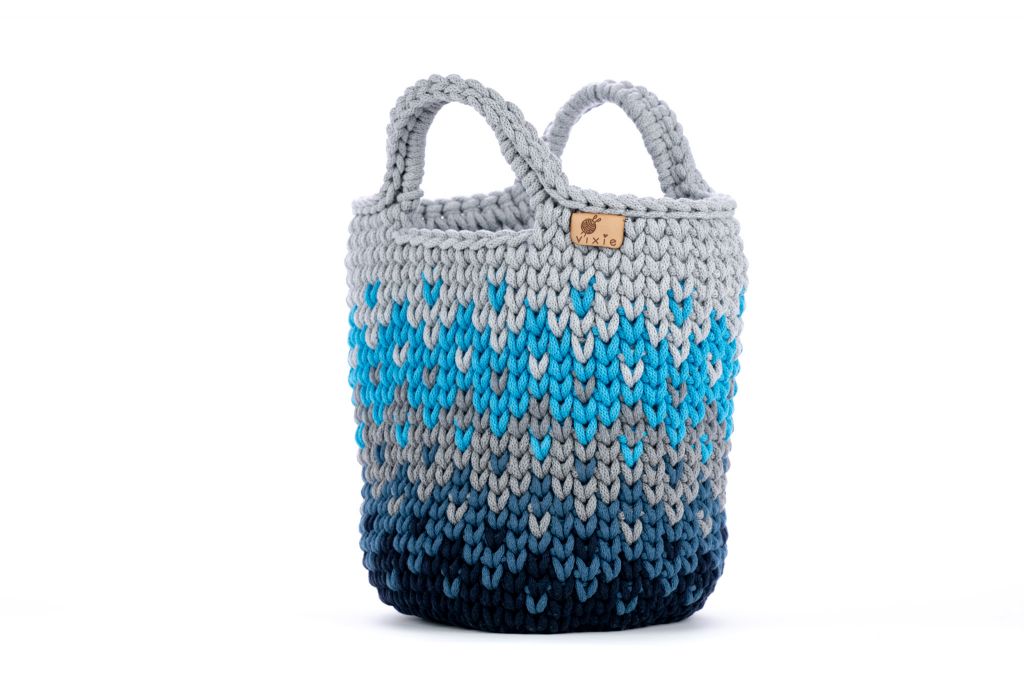 Geanta crosetata cu model /multicolor/ gri-albastru
