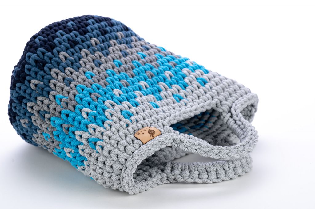 Geanta crosetata cu model /multicolor/ gri-albastru