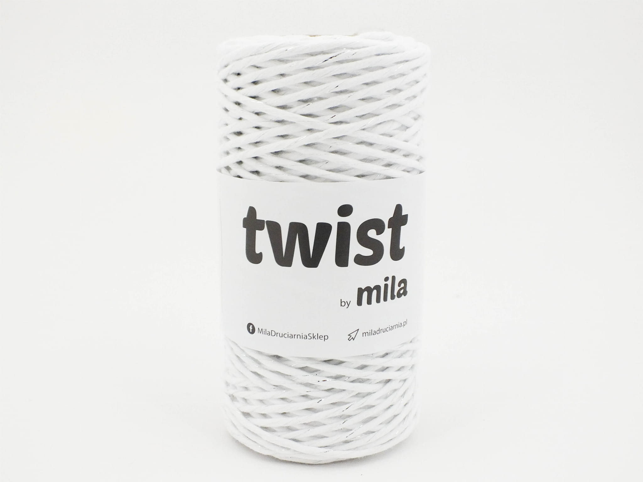 Sznur Twist, 3 mm, Glitter, 100m, 101 alb cu argintiu