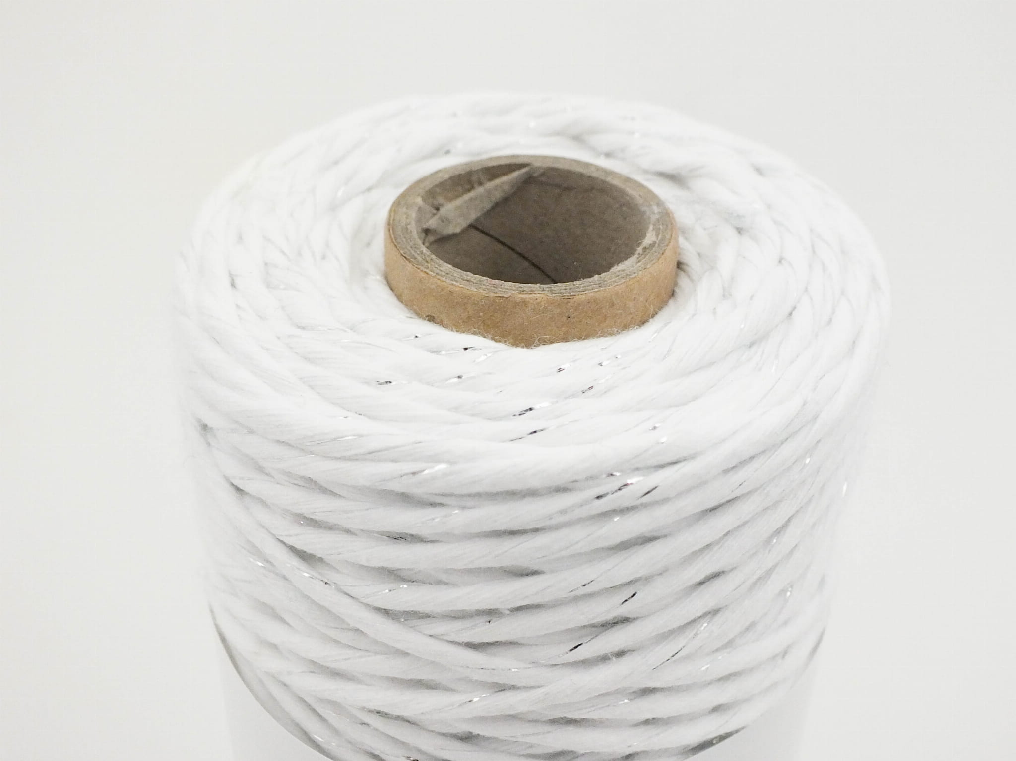 Sznur Twist, 3 mm, Glitter, 100m, 101 alb cu argintiu