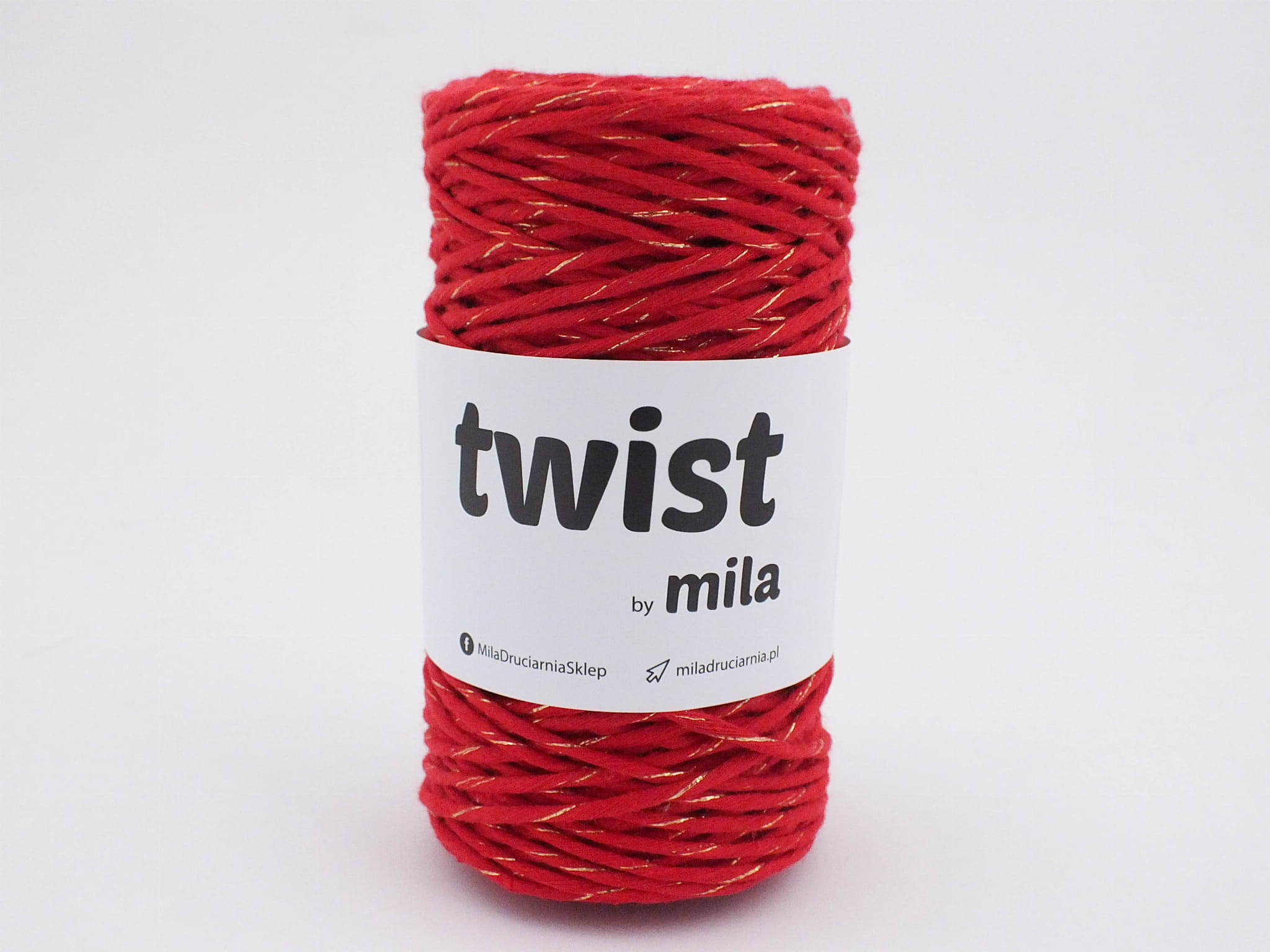 Sznur Twist, 3 mm sodrott zsinór, csillámos 100m, 222 piros arannyal