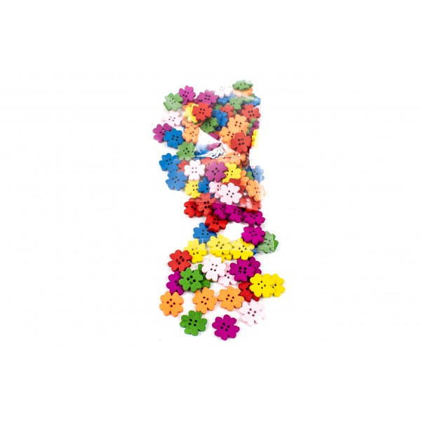 Nasturi Din Lemn Floare Colorati 1.5 Cm Mixt