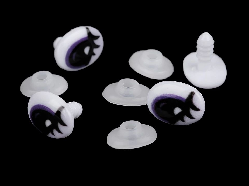 Ochi pentru păpuși cu dispozitiv de siguranță, 12x17 mm- violet