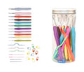 Set crosete aluminiu cu maner silicon - borcan plastic - 28 piese
