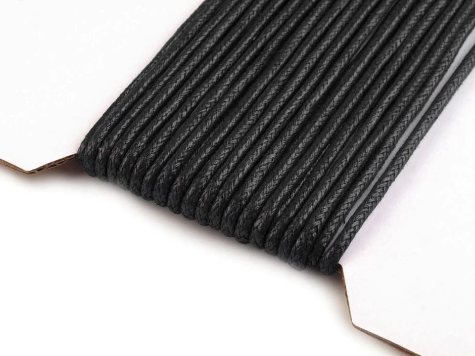 Șnur din bumbac cerat, Ø2 mm-negru