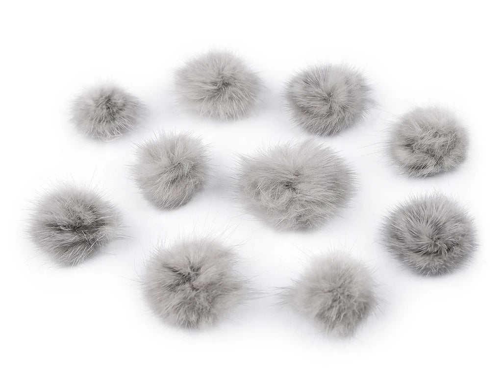 Aplicatie pompon din blană Ø3 cm-gri porumbel