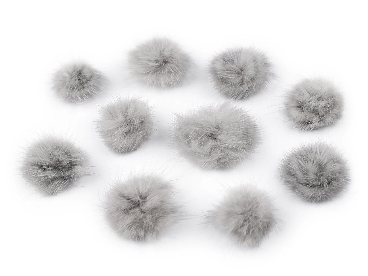 Aplicatie pompon din blană Ø3 cm-gri porumbel