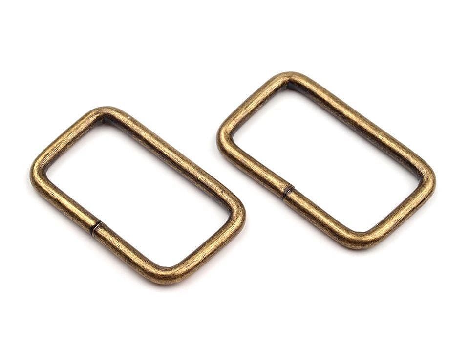 Inel metalic dreptunghiular, 13x25 mm-alama antica