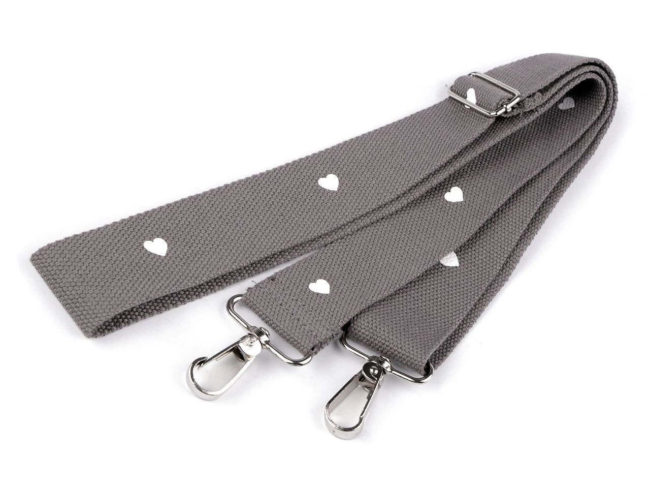 Curea textila pentru geanta cu carabinie 79-142 cm-gri neutral - inimă