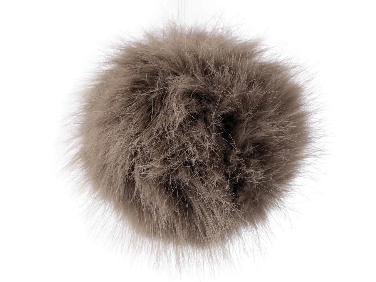 Pompon din blană cu buclă Ø11 cm-bej inchis