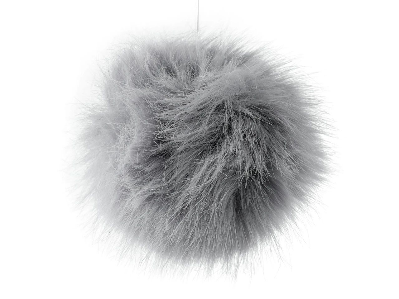 Pompon din blană cu buclă Ø11 cm-gri