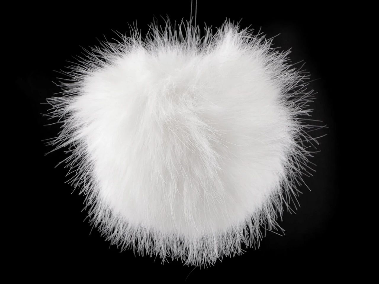 Pompon din blană cu buclă 11 cm- Off White