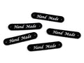 Applikáció / címke műbőrből- Hand Made -10x48 mm - matt fekete 