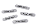 Applikáció / címke műbőrből Hand Made 10x48 mm-ezüst - metál 
