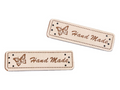 Eticheta piele Hand made, 15x50 mm crem