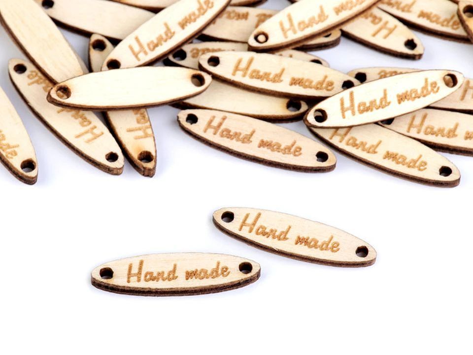 Etichete Lemn Hand made, 6x27 mm-natur