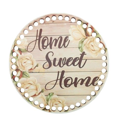 Baza lemn cerc natur colorat, 20 cm -Home sweet home