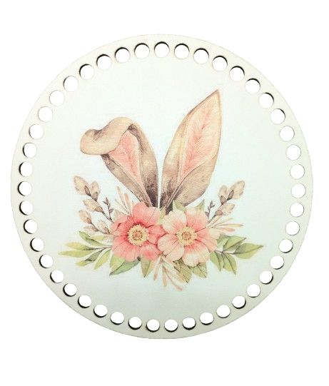 Baza lemn cerc natur colorat, 20 cm -iepuras 2