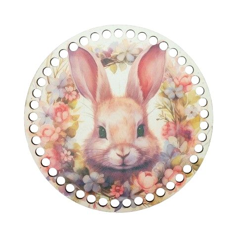 Baza lemn cerc natur colorat, 20 cm - iepuras 1