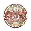 Baza lemn cerc natur colorat, 20 cm -Home sweet home maro