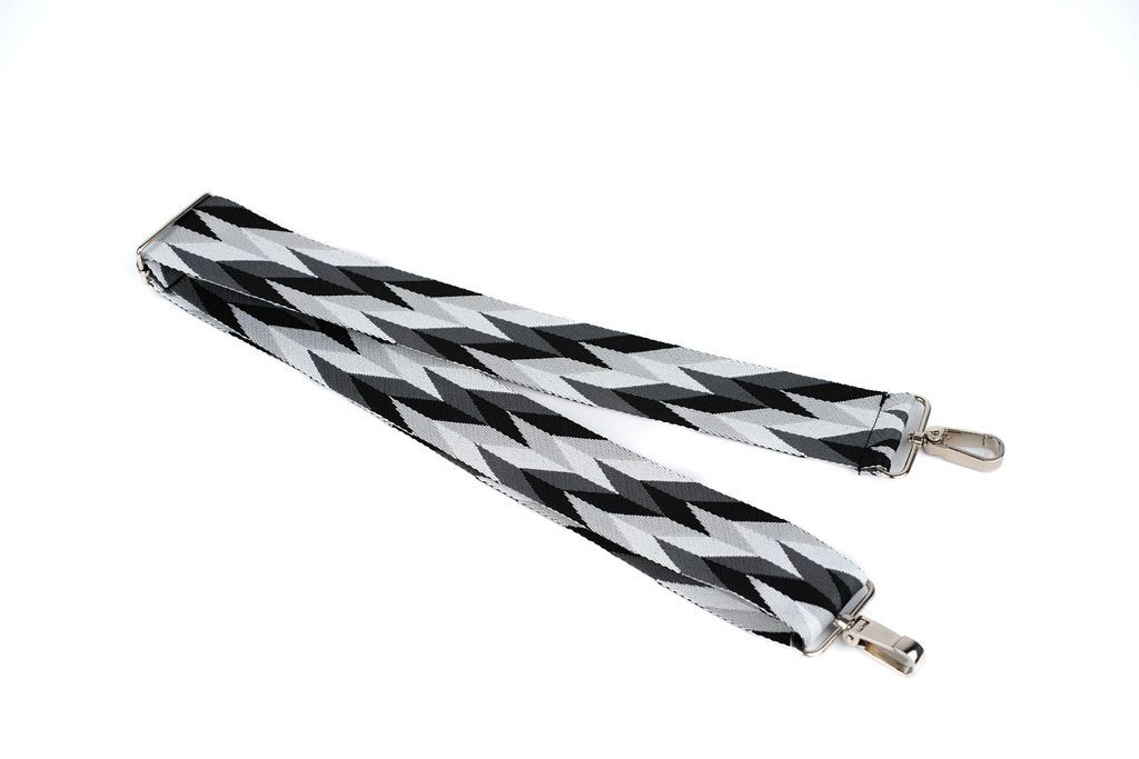 Curea textila cu carabine pentru geanta latime 5 cm- gri-negru