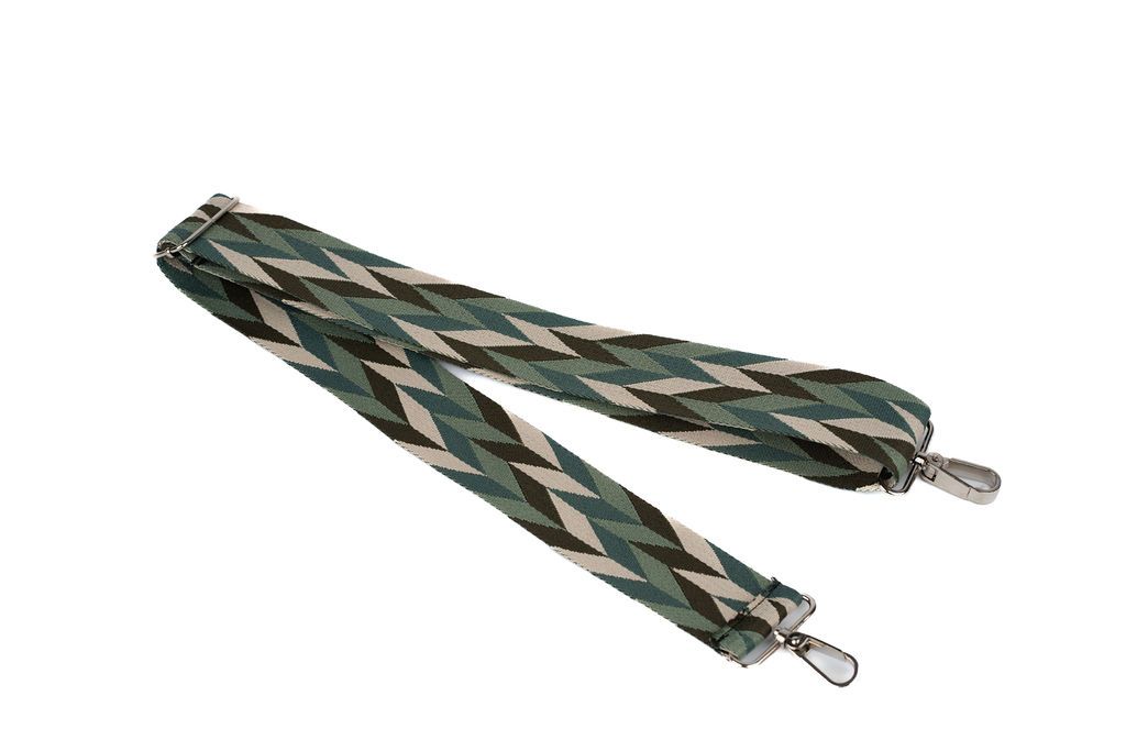 Curea textila cu carabine pentru geanta latime 5 cm-verde salvie- inchis verde