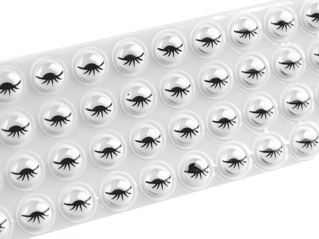 Ochi mobili autoadezivi cu gene Ø8 mm