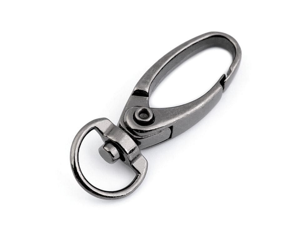 Fém forgókarabiner, 10 mm-es lyukkal, fekete nikkel 
