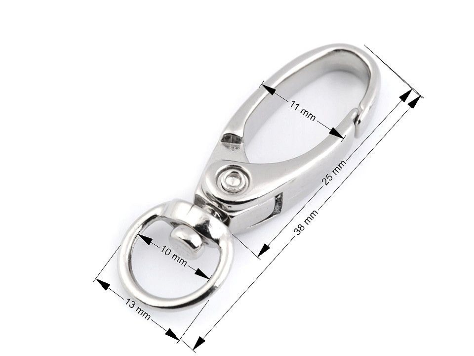 Fém forgókarabiner, 10 mm-es lyukkal, fekete nikkel 