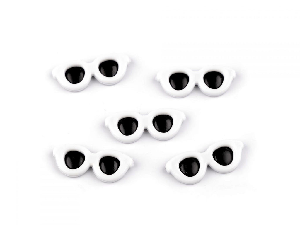 Mini szemüvegek figurák ragasztásához / díszítéséhez, 30x12 mm, 10 db-os szett