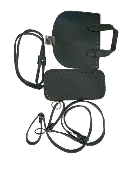 Kit din piele ecologica pentru rucsac croșetat-verde inchis
