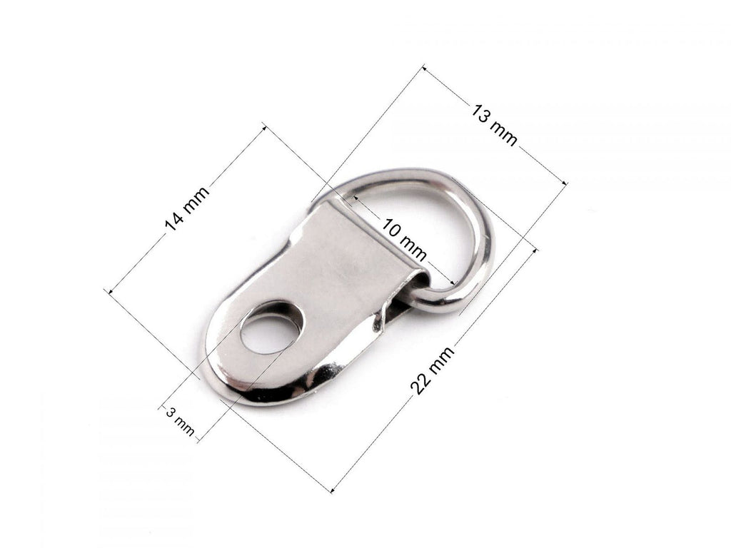 D-gyűrű bőrhöz/táskához 10 mm, nikkel, 10 darabos készlet 