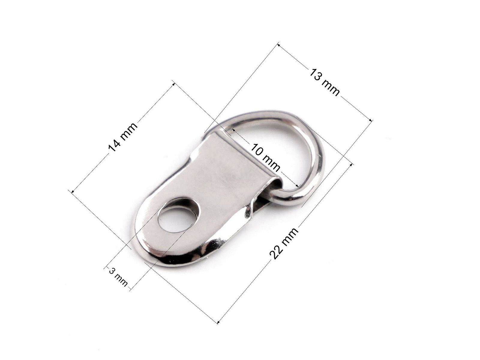 D-gyűrű bőrhöz/táskához 10 mm, nikkel, 10 darabos készlet 