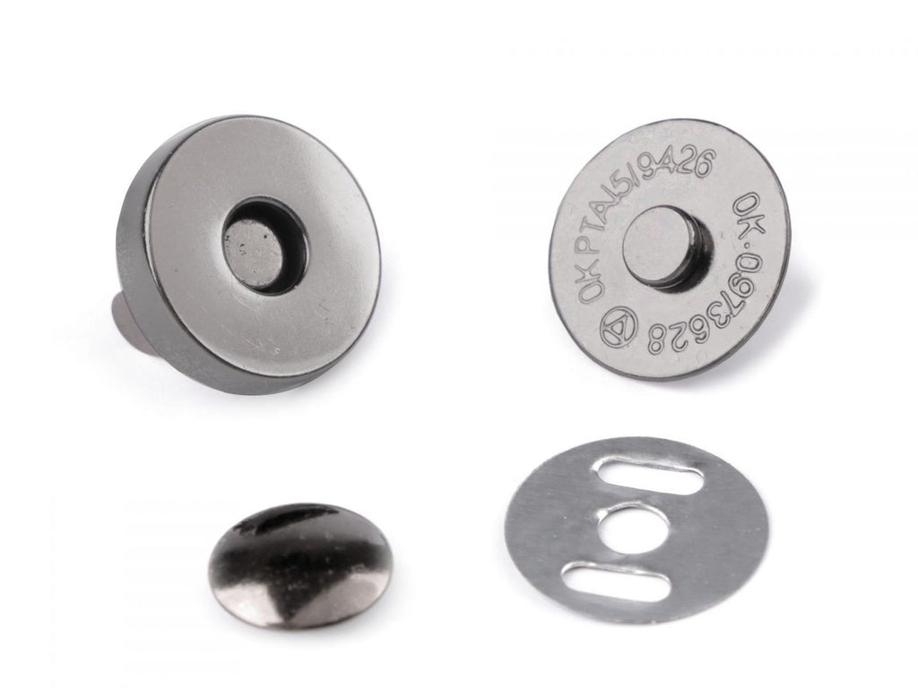 Închizatori / Capse magnetice cu nit, Ø18 mm, nichel negru, 5 set