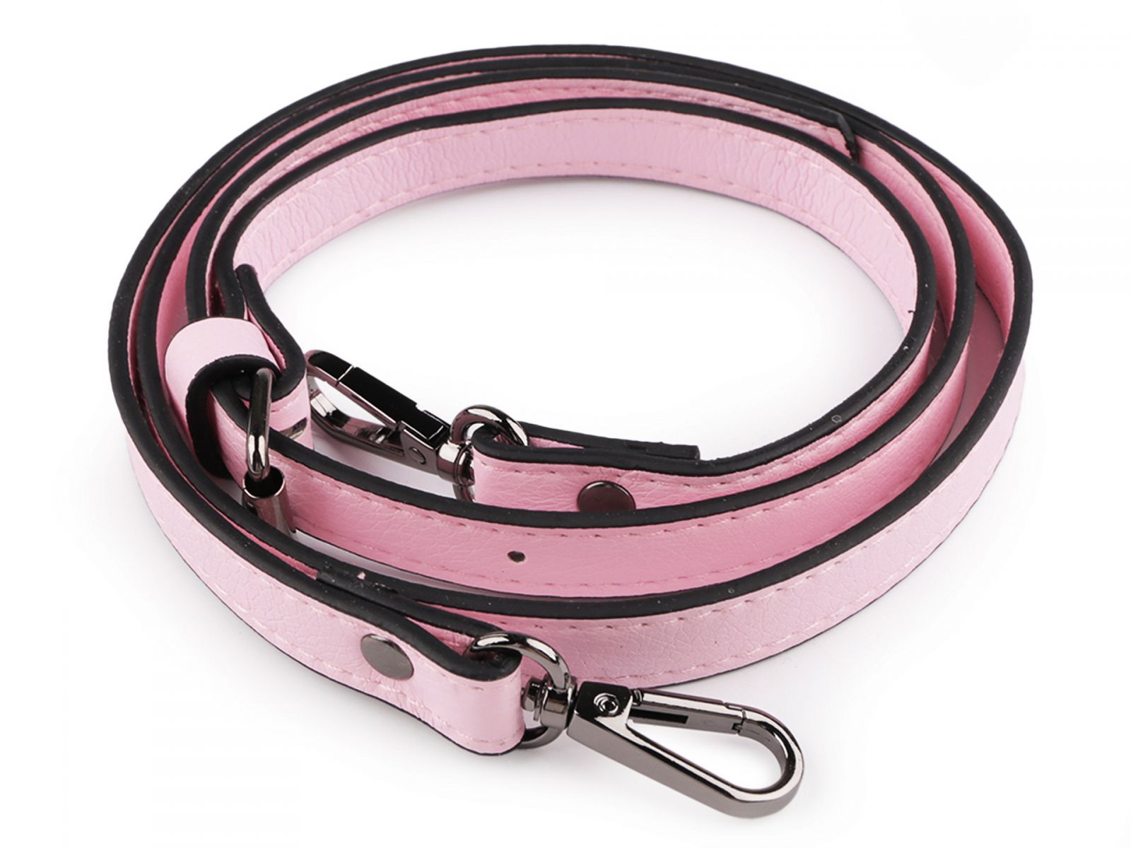 Toartă geantă cu carabină latime 1,5 cm, roz deschis - nichel negru