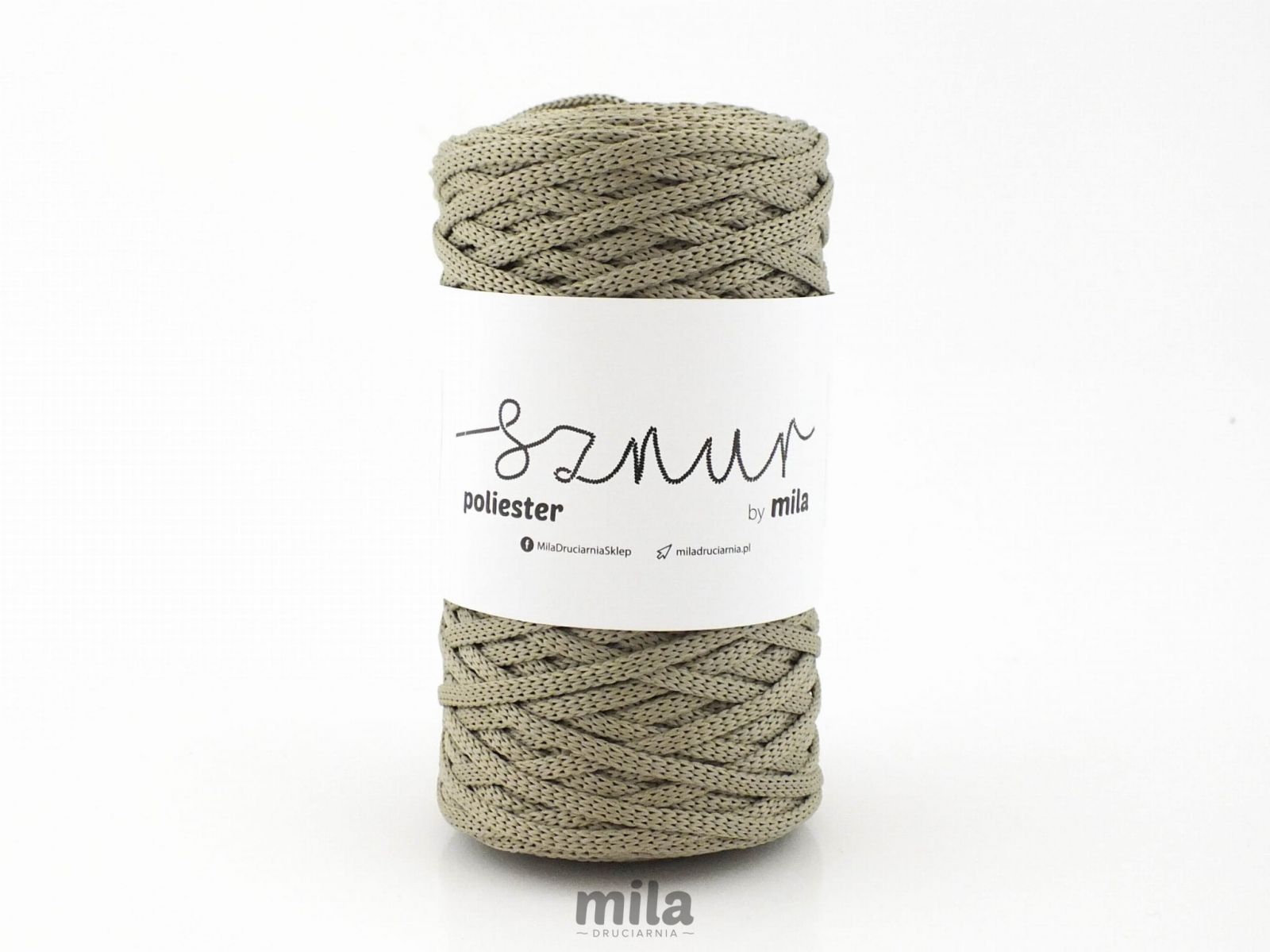 Snur de poliester de la Mila 5 mm plat, 100 m, 208 gri-măsliniu