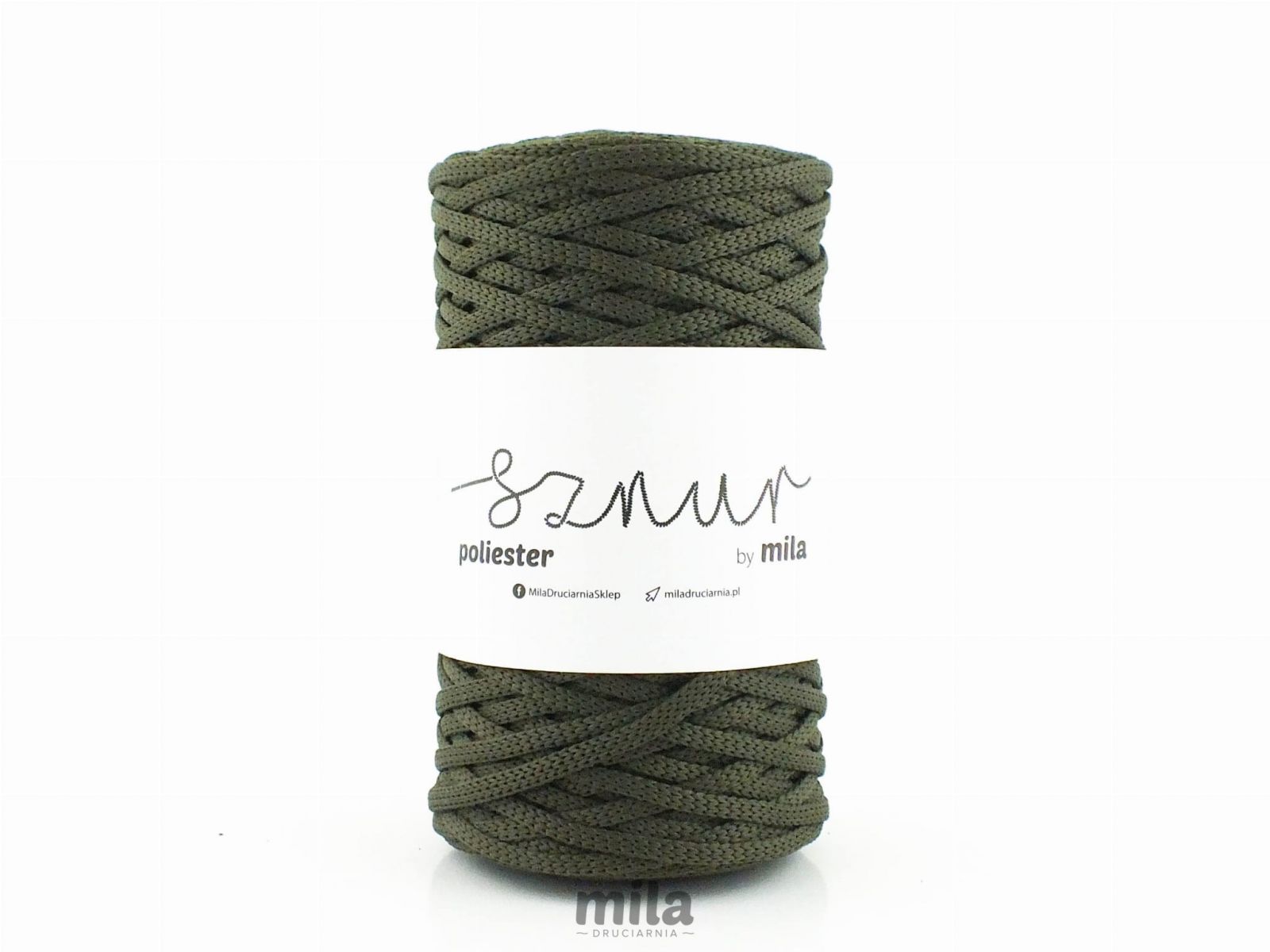 Snur de poliester de la Mila 5mm plat, 100m, 158 kaki