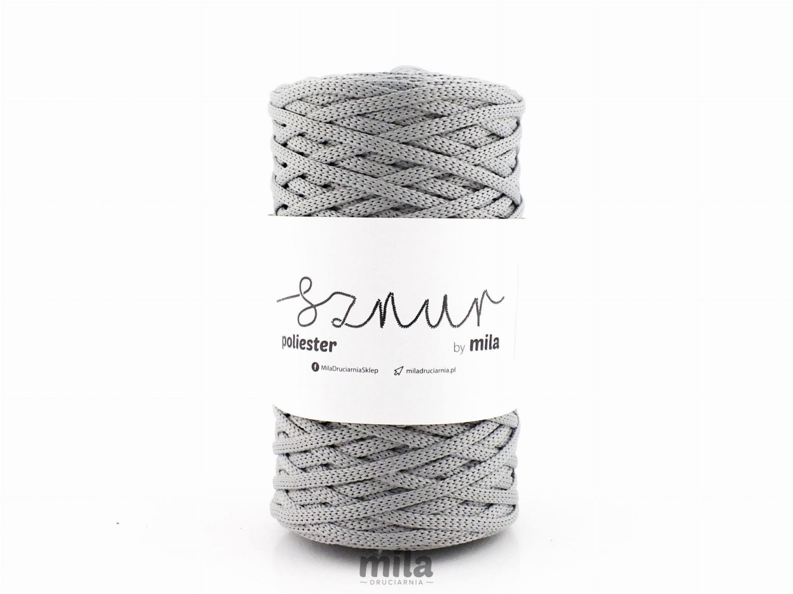 Snur de poliester de la Mila 5mm plat, 100m, 86 gri