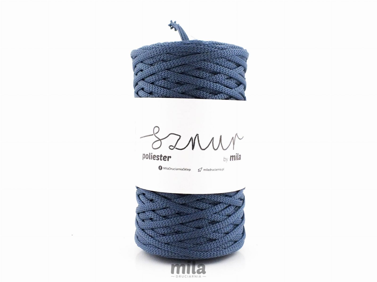 Snur de poliester de la Mila, 5 mm plat, 100 m, 108 jeans