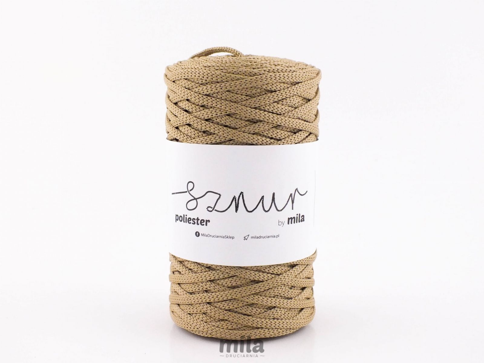 Snur de poliester de la Mila 5mm plat, 100m, 232 auriu bej