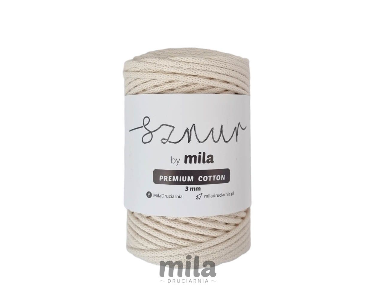 Sznur 3 mm PREMIUM PAMUT, 100 m, PC08 ekrü