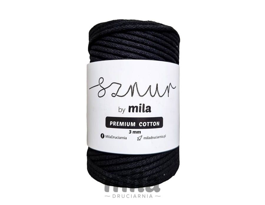 Sznur 3 mm BUMBAC PREMIUM, 100 m, PC07 negru