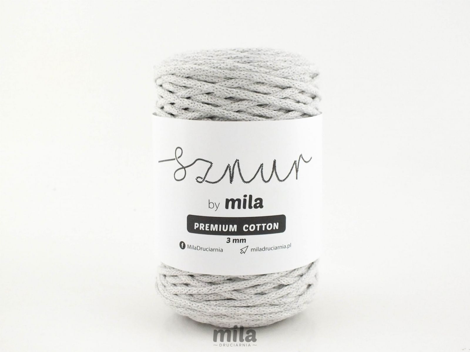 Sznur 3 mm BUMBAC PREMIUM, 100 m, PC02 gri deschis