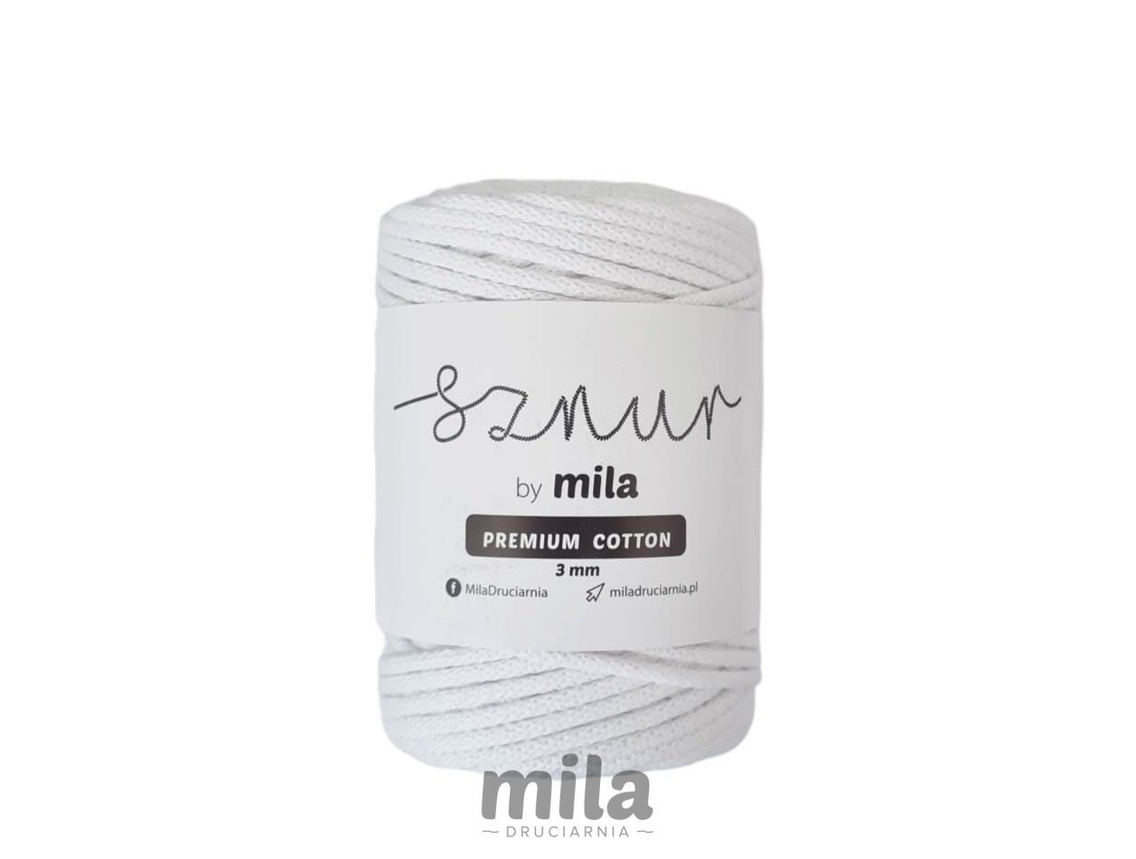 Sznur 3 mm BUMBAC PREMIUM, 100 m, PC01 alb