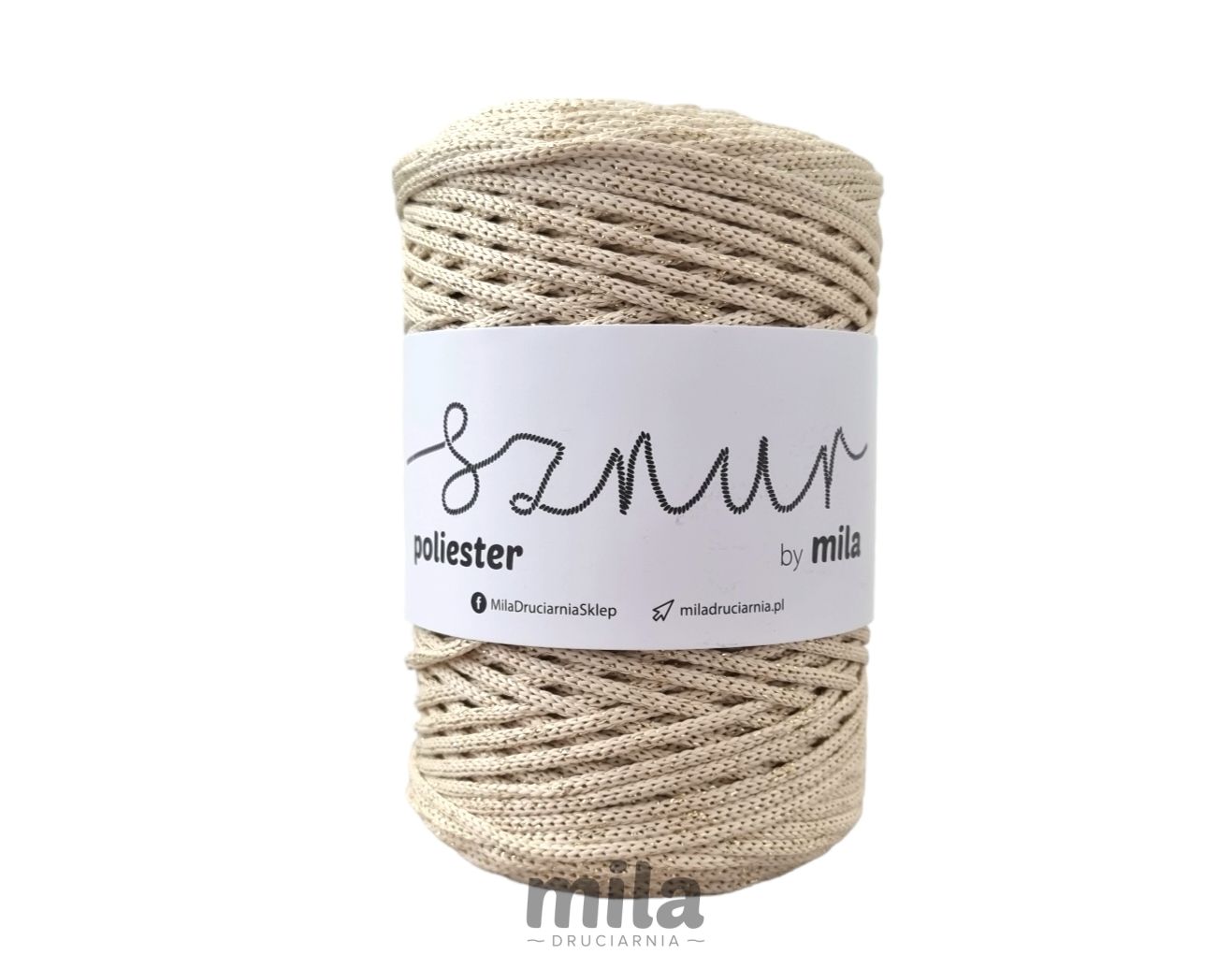 Snur de poliester 3mm Glitter, 200m, GZ29, crem auriu